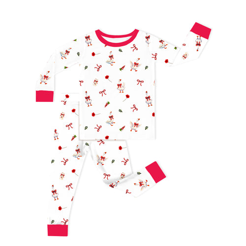 Country Goose and Bows Kids Bamboo Two-Piece Pajama Set