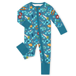 Little Builder Tools Bamboo Zipper Romper Pajamas