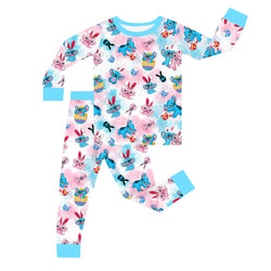 Easter Monster Bunny Egg Blue Kid Bamboo Two-Piece Pajama Set