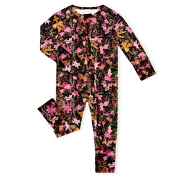 Pink Timber Camo Bamboo Zipper Romper Pajamas