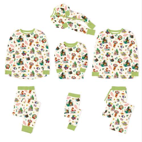 Christmas Green Naughty and Friends Bamboo Family Matching Pajamas