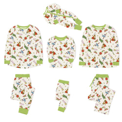 Christmas Green Face And Girl Bamboo Family Matching Pajamas