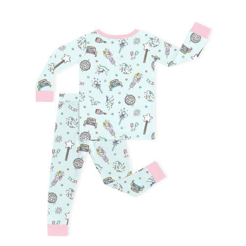 New Year Disco Party Kids Bamboo Two-Piece Pajama Set
