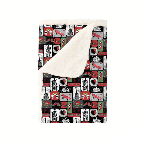 Halloween Spooky Skate Patchwork Bamboo Blanket