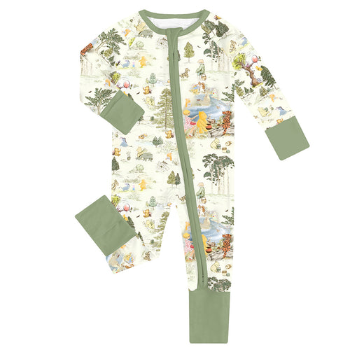 FancyPrince Bear Forest Map Baby Bamboo Zipper Romper Pajamas