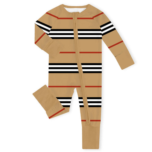 Classic British Plaid Bamboo Zipper Romper Pajamas