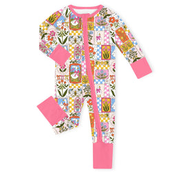 Vintage Goose Garden Bamboo Zipper Romper Pajamas