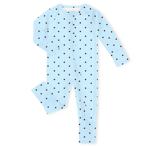 Cocoa Dots Bamboo Zipper Romper Pajamas