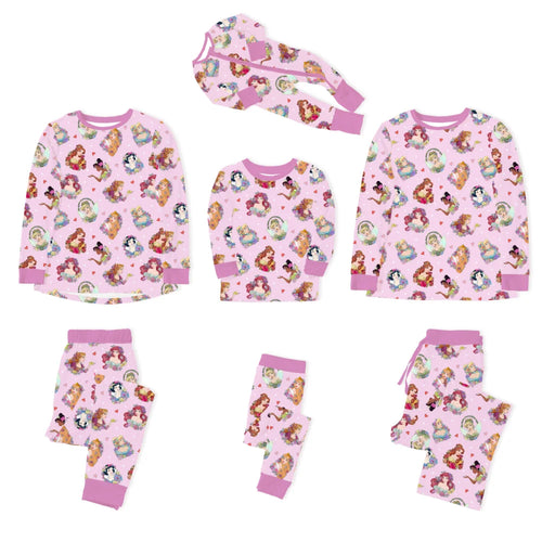 Garden Floral Princess Dreams on Pink Bamboo Family Matching Pajamas