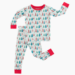 Christmas Sale Tree Cartoon Kids Bamboo 2 Pieces Pajama Set