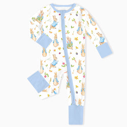 FancyPrince Easter Peter Bunny Blue Baby Bamboo Zipper Romper Pajamas