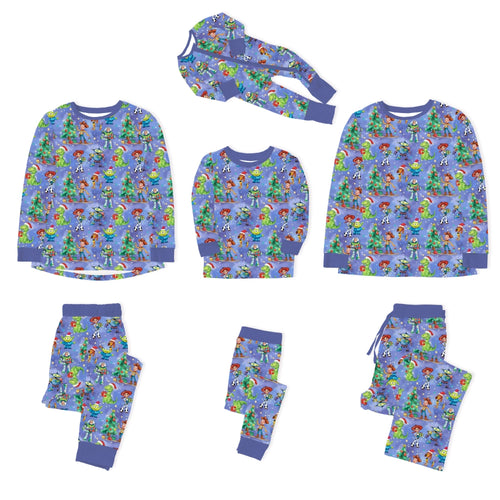 Christmas Toy and Dinosaur Friends Party Bamboo Family Matching Pajamas
