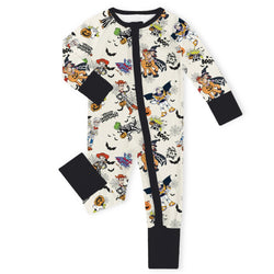 Halloween Space Cowboys and Aliens Baby Bamboo Zipper Romper Pajamas