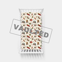 Christmas Green Face Sleigh Gift Ride and Candy Canes Bamboo Fitted Crib Sheet
