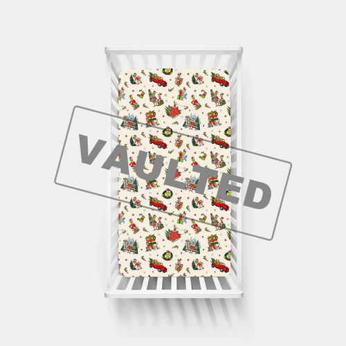 Christmas Green Face Sleigh Gift Ride and Candy Canes Bamboo Fitted Crib Sheet