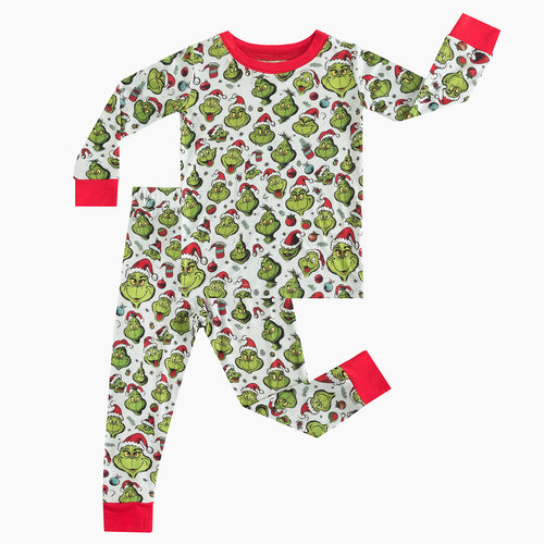 Today’s Deals Christmas Green Guy hat Kids Bamboo 2 Pieces Pajama Set