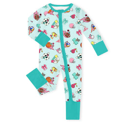 Retro Pop Sports Bamboo Zipper Romper Pajamas