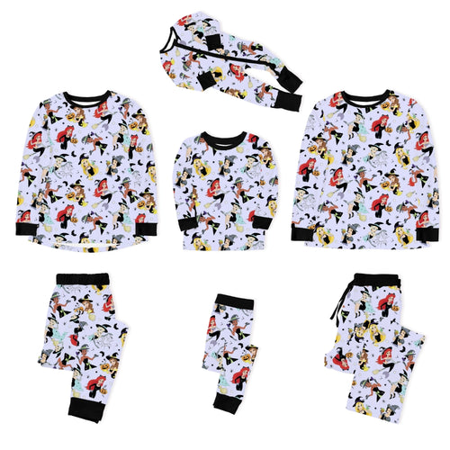 Halloween Princess Pumpkin Bats Purple Bamboo Family Matching Pajamas