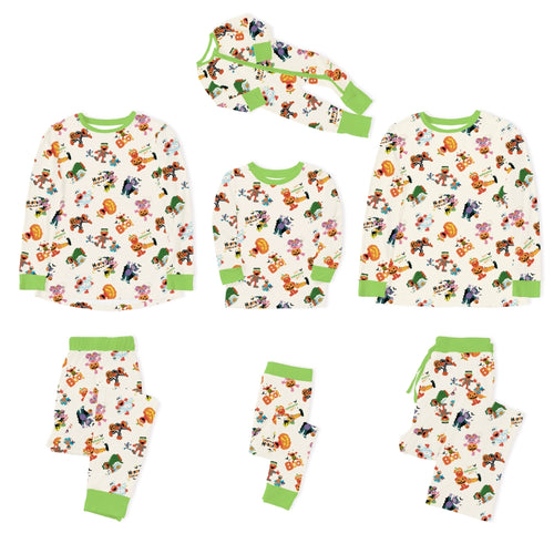 Halloween Street Furry Pals Green Bamboo Family Matching Pajamas