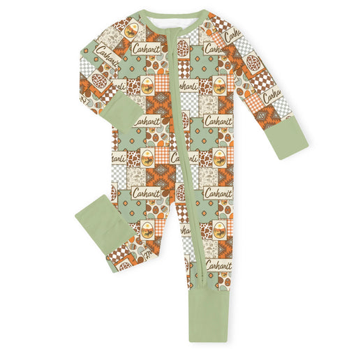 Rustic Western Trail Bamboo Zipper Romper Pajamas