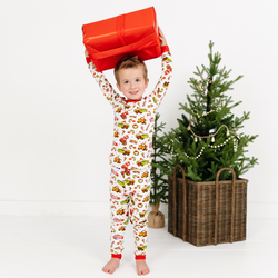 Christmas Cartoon Car Kids Bamboo Two-Piece Pajama Set