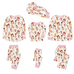 Christmas Pink Princess Light Pink Bamboo Family Matching Pajamas