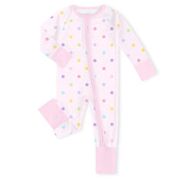 Pastel Dot Dreams Bamboo Zipper Romper Pajamas
