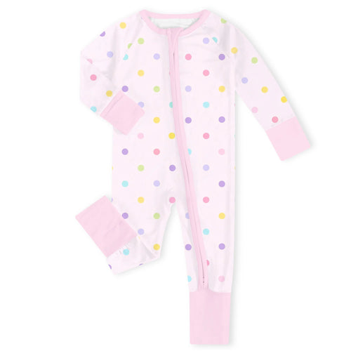 Pastel Dot Dreams Bamboo Zipper Romper Pajamas