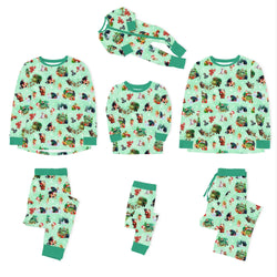 Christmas Mint Holiday Truck and Animal Friends Bamboo Family Matching Pajamas