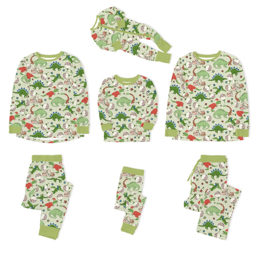 Christmas Cartoon Dinosaur Bamboo Family Matching Pajamas