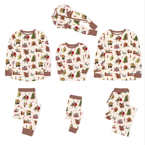 Christmas Safari Park Friends Adventure Bamboo Family Matching Pajamas
