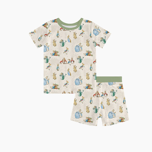 FancyPrince Easter Rabbit Carrot Kids Bamboo Short Two-Piece Pajama Set