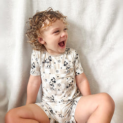 Little Mouse Chessboard Pattern Kids Pajama Shorts Set