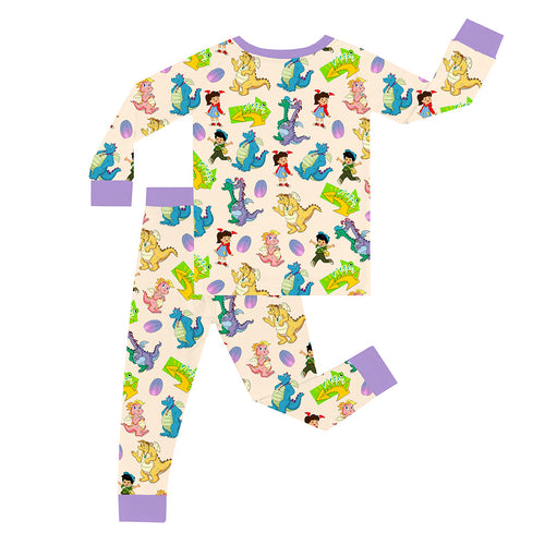 FancyPrince Cartoon Dragon Kid Bamboo Two-Piece Pajama Set