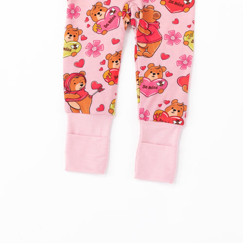 Valentine Wishes and Bear Hugs Love Bamboo Zipper Romper Pajamas