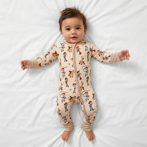 Wild West Roundup Bamboo Zipper Romper Pajamas