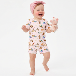 سباق Car Cartoon Kids Bamboo Short Pajama Set