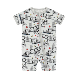 Mickey Mouse Cruise Ship Printing Bamboo Short Sleeve Zipper