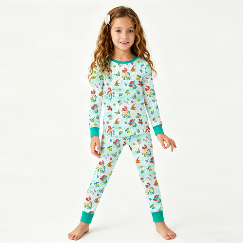 Mermaid Ocean Life Kids Bamboo Two-Piece Pajama Set