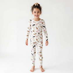 Hunting Puppy Dog and Game Bird Kids Bamboo Two-Piece Pajama Set