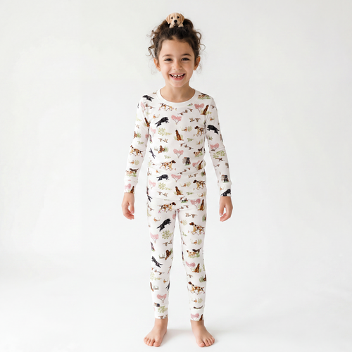 Hunting Puppy Dog and Game Bird Kids Bamboo Two-Piece Pajama Set