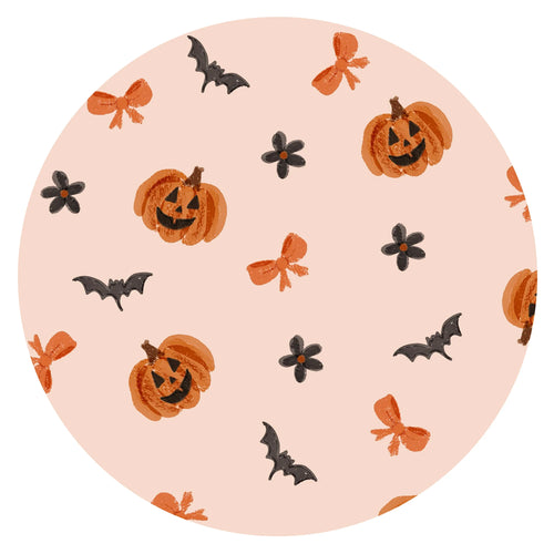 Halloween Pumpkin Bat Bow Bamboo Zipper Romper Pajamas
