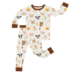 Animal Tree Plaid Kid Bamboo Two-Piece Pajama Set