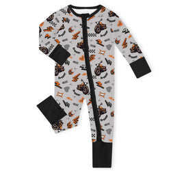 Vintage Motorcycle Braaap Bamboo Zipper Romper Pajamas