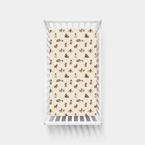 Yeehaw Critters Sage Bamboo Fitted Crib Sheet