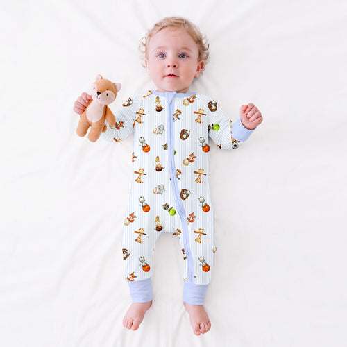 Pastel Safari Sports Bamboo Zipper Romper Pajamas