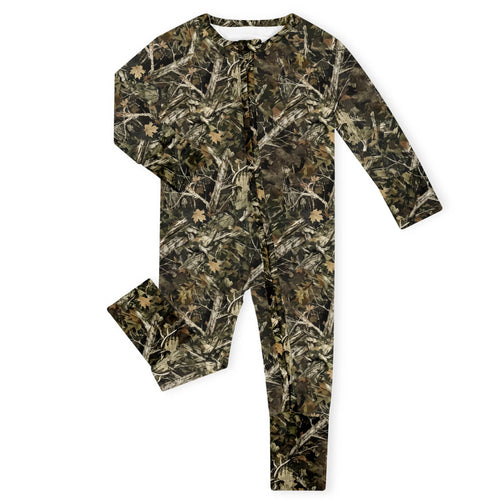Deep Forest Ridge Camo Bamboo Zipper Romper Pajamas