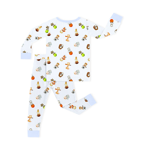Pastel Safari Sports Kids Bamboo Two-Piece Pajama Set