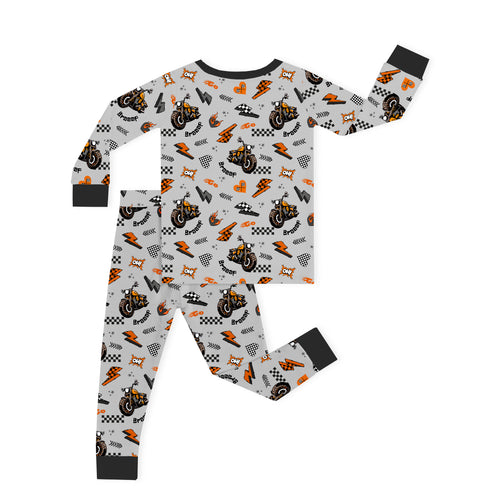 Vintage Motorcycle Braaap Kids Bamboo Two-Piece Pajama Set