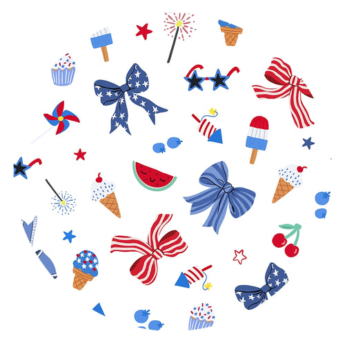 4th of July Bow Kids Bamboo Short Sleeves Dress
